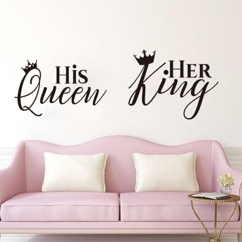 Large His Queen Her King Window Wall Sticker Bathroom Car Love Wedding Family Wall Decal Bedroom Vinyl Home Decor
