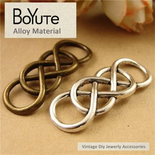 BoYuTe (50 Pieces/Lot) 12*32MM Antique Bronze Silver Plated Metal Double Bore Double 8 Word Bracelet Connector Jewelry Makings