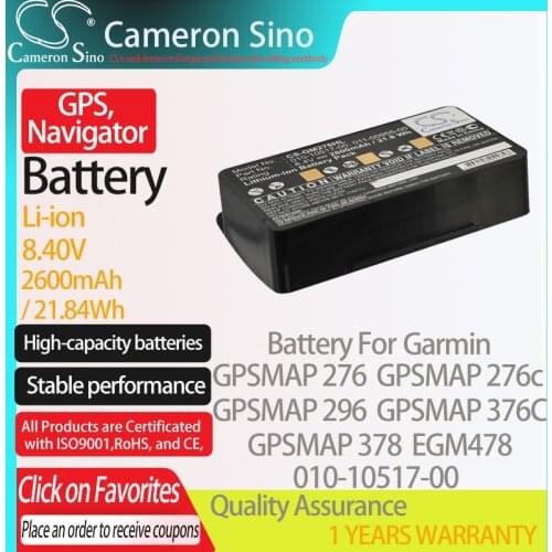 CameronSino Battery for Garmin GPSMAP 276 276c 296 376C 378 EGM478 100054300 fits Garmin 010-10517-00 GPS, Navigator battery