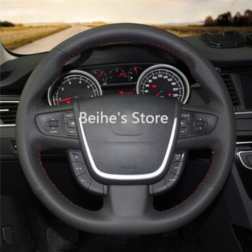 Car Steering Wheel Cover Hand-stitc​h on Wrap Cover Car interior decoration For Peugeot 508 2011-2008 508 SW 2011-2008