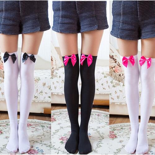 Hot style fashion female kawaii girl sexy Bowknot white sexy stockings ladies thigh high lovely long stocks