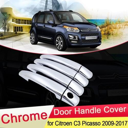 For Citroen C3 Picasso 2009 2010 2011 2012 2013 2014 2015 2016 2017 Chrome Door Handle Cover Trim Car Set Styling Accessories