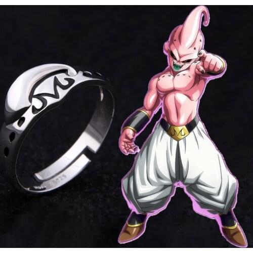 DragonBall Z Majin Buu 925 Sterling Silver Ring For Women Men Cosplay Jewelry Adjustable Finger Ring Props Birthday Xmas Gifts