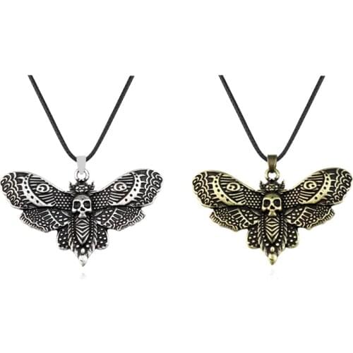 Deaths Head Skull Moth Necklace Pendant rebirth Meaning Gift For Her Halloween Jewelry