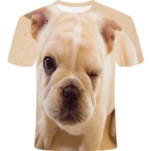 Summer humor 3d animal series dog graphic mens oversized t-shirts novelty casual quality dog lovers t-shirt kids funny top