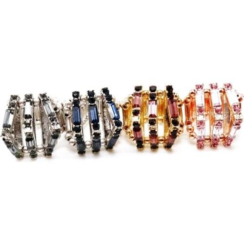 Cute Fashion Stretched Ring Geometric Glass Stones Party Jewelry