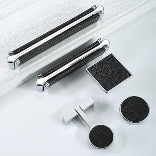 Wardrobe door handle Modern minimalist black cabinet door handle drawer hardware single hole skin pattern