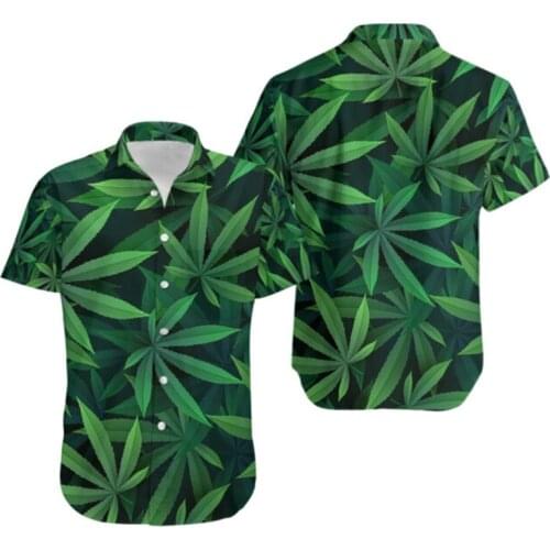 Fashion Mens Summer Hawaiian Shirt Green Leaf 3D Full Printed Shirt Unisex Harajuku Casual Hawaiian Shirt