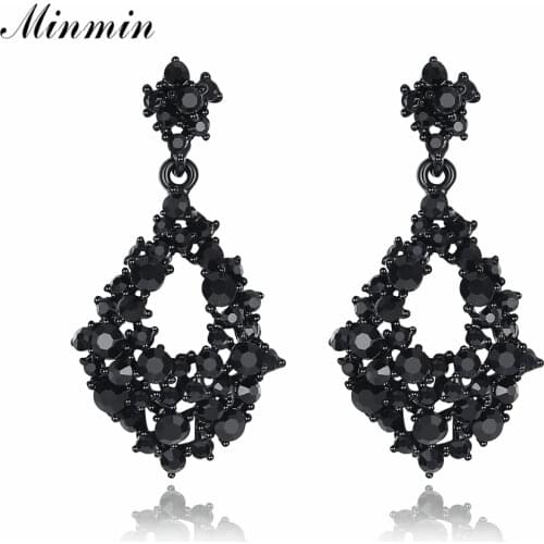 Minmin Fashion 4 Colors Crystal Earrings for Women 2019 Statement Large Geometric Earrings Party Jewelry Christmas Gifts MEH1142