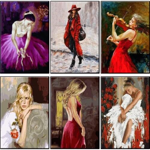 DIY Painting By Numbers Elegant Women oil Painting On Canvas Handmade Home Decor For Living Room Acrylic Paint Unique Gift