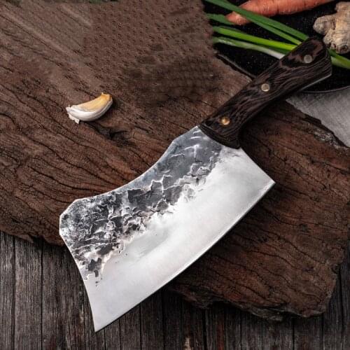 Grinding Free Forging Kitchen Household Chop Bone Cut Meat Knife Manual Handmade Sharp Cutting Tool Chef Special Cleaver Knives