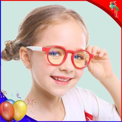 Student Gaming Glasses Anti Blue Light Eyeglasses Round Optical Frame Eyeglasses Boys Girls Computer Transparent Lens Eyewear Ki