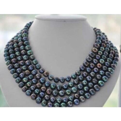 10-11mm freshwater multicolor black green pearl necklace 48inch 925silver