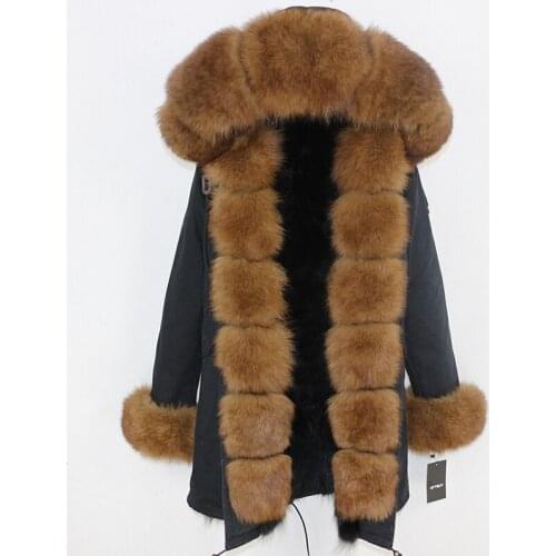Real Fur Coat Brand 2020 Winter Jacket Women Parka Natural Fox Fur Streetwear Thick Warm Detachable Outerwear Long Parkas New