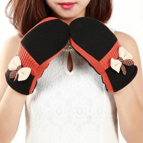 Elegant Ladies Warp Knitted Velvet Touch Screen Gloves Women Winter Warm Cashmere Long Full Finger Cycling Gloves Mittens L49