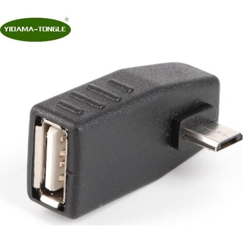 90 degree USB 2.0 A female to micro USB 5 pin male Side right angled Adapter Connector Host OTG Extend Converter