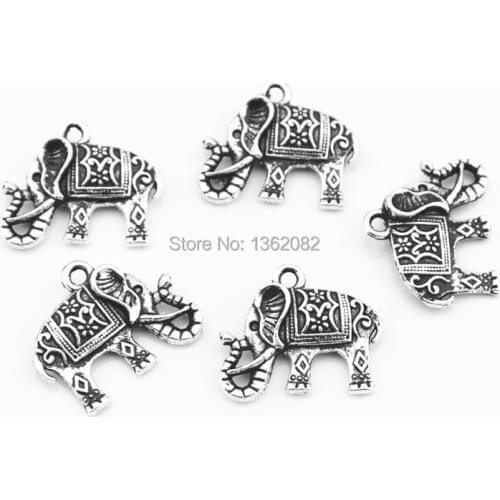 Wholesale lots 20pcs Tibetan Silver Lucky Elephants Charms Pendants Jewelry Findings for Necklaces/Bracelets MC19