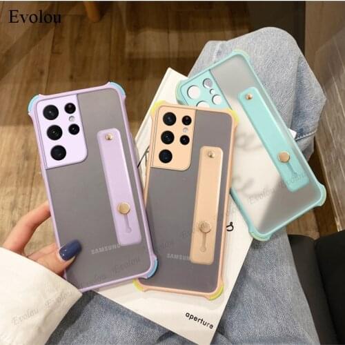 For Samsung S21 Ultra S20 FE Wristband Stand Holder Airbag Shockproof Case For Samsung A42 A52 5G A71 A51 Lens Protection Cover