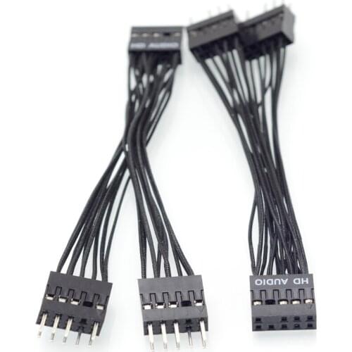 Motherboard 9Pin HD Audio 1 to 2 Port Multiplier Y Splitter Extension Cable Desktop internal Male to Female cable
