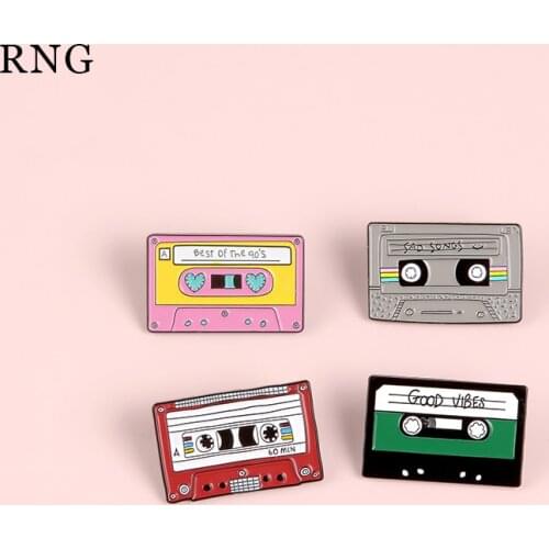 RNG New color music CD player love letter key stripe music collection Metal Enamel Pins coat shirt backpack Brooch gift