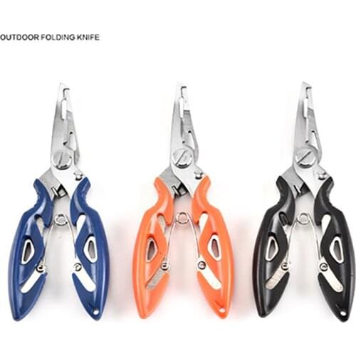 Stainless Steel Curved Nose Scissors Pliers Multi-functional Fish Line Cutter Hook Tool Outdoor Fishing Anti-Slip Handle Shears