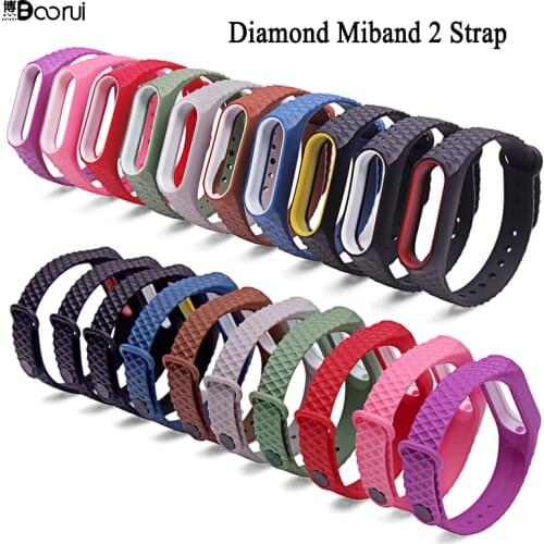 BOORUI mi band 2 strap Pulseira Silicone miband2 accessories diamond wrist strap Anti-Lost Double Color Replacement watchband