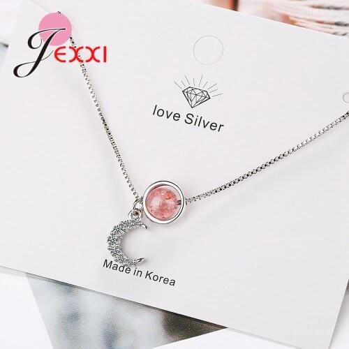Stylish Beautiful High Quality Simple Design Strawberry Pink Crystal Necklace Pendant For Women Girls Female Jewelry
