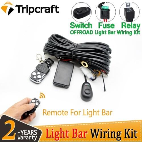 Tripcraft 12V 40A LED Work Light Bar Wiring with remote Harness Relay Kit For Auto Offroad 4x4 Driving Light Wire Fuse Switch