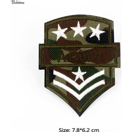 Three Stars Army Patch Military Badge iron on for Jacket DIY Stripes Cotton Fabric Embroidery Sewing Appliques stickers