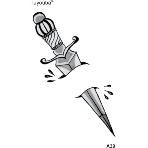 Dagger Waterproof Temporary Tattoo sticker Henna Weapon Poniard Glitter Tattoo Tatoo Temporary Stickers for woman Tatuajes