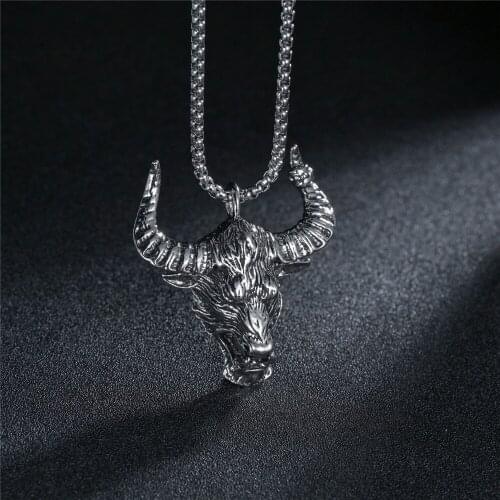 High Quality Fashion Creative Ox Head Domineering Pendant Mature Man Personality Beast Zodiac Necklace Birthday Gift