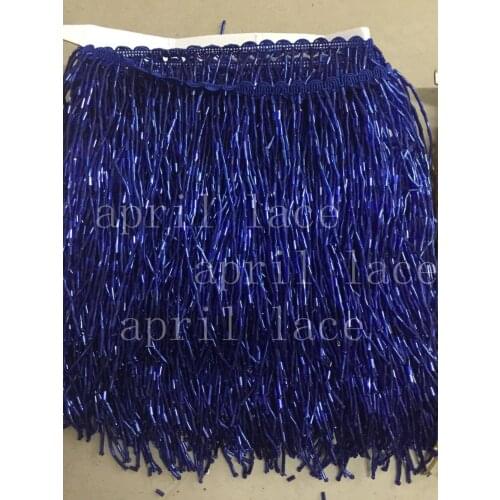 Yy055 # 5 yards /bag 15 cm width royal blue beads ribbon fringe tassel for wedding dress /garment/decorative /dress decoration