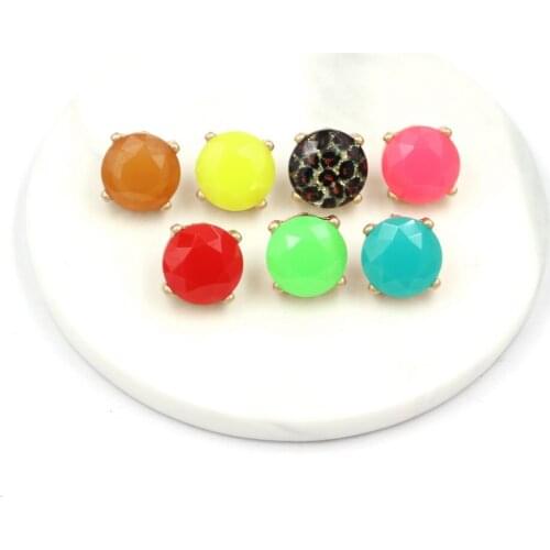 2020 New vintage faceted round resin Summer Colored dot Stud Earring for Girl