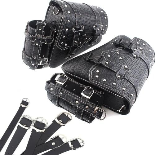 1 Pair Motorcycle Saddlebags Side Tool Bag Leather Luggage Saddle Bag Pouch Black For Harley 883 1200 Honda/Yamaha/Suzuki