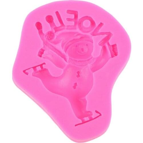 1pc Christmas Snowman Shaped 3D Silicone Mold Fondant Cake Mold Bakeware Cooking Tools Sugar Chocolate Cookie Cake Decor E605