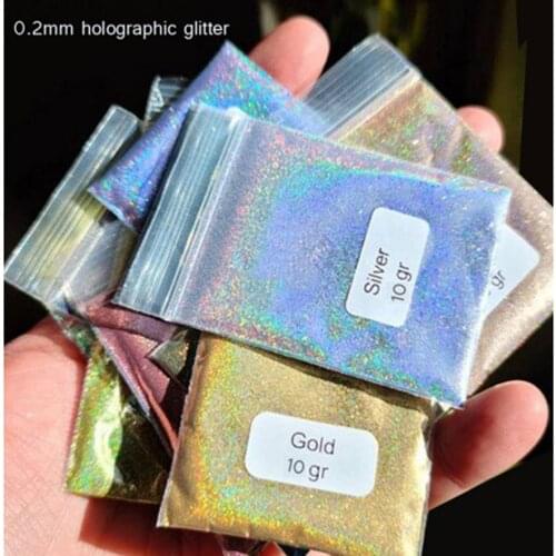 10g/Pack 1/128(0.2mm) Nail Glitter Powder High-Quality Shining Laser Nail Art Dust Chrome Ultra-Fine Holographic Powder Te#50