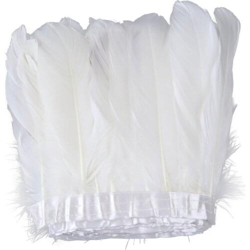 10 meters/lot White Goose Feathers Trim Ribbon Dress Clothes Accessories 15~20cm Diy Sewing Crafts Plumes Decoration