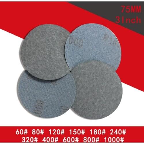 100PCS 3 Inch 75mm White Dry Sandpaper Hook and Loop 60-1200 Grit