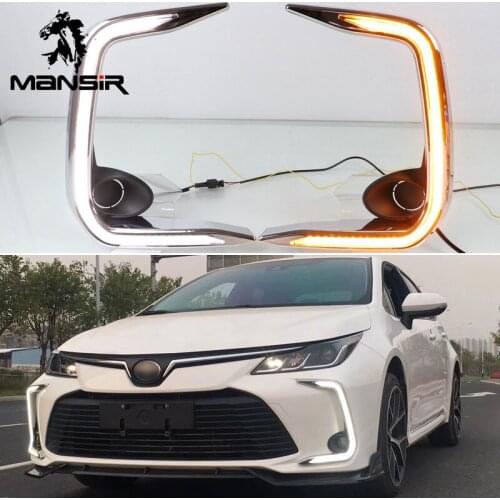 12V LED Daytime Running Light Daylight ABS Car DRL For Toyota Corolla 2019 2020 Yellow Turn Signal Relay Waterproof Headlamps