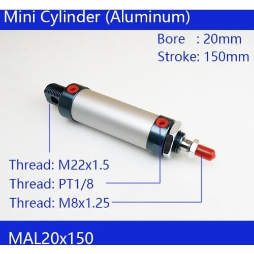 Barrel 20mm Bore 150mm Stroke MAL20*150 Aluminum Alloy Mini Cylinder Pneumatic Air Cylinder MAL20-150