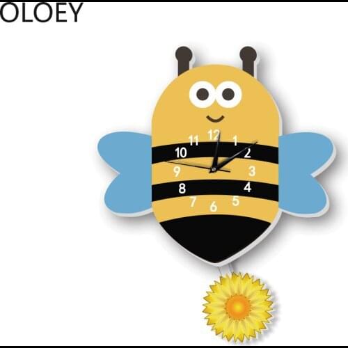 Cartoon Bee Mute Pendulum Wall Clock Silent Swingable Animal Art Wall Clock Living Room Home Decor Best Selling 2019 Products