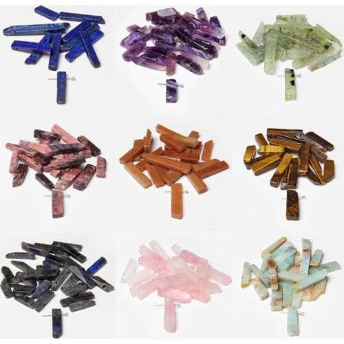 5pcs/lot Top Drilled Natural Quartz Crystal Beads 5-8*20-48 mm Raw Stone Slab Stick Rectangle Beads Pendant for Jewery Making