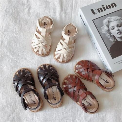 Baby Roman Sandals 1-6 Years Girls Woven Soft Sole Princess Dress Sandals First Walkers Baby Toddler Closed Toe Shoes Size 22-31