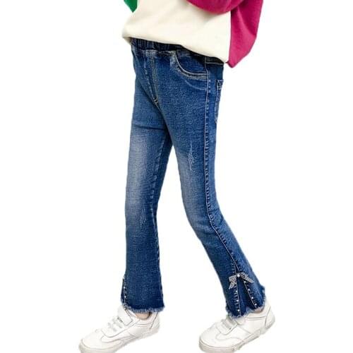 Girls Jeans Skinny Slim Pants Boot Cut Bottom Childrens Denim Trousers for Kids Teenage Childrens Clothing 6 8 10 12 14 Year