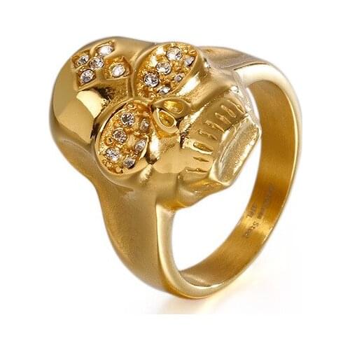 European and American fashion punk style stainless steel ring Personality set CZ skull mens trend ring