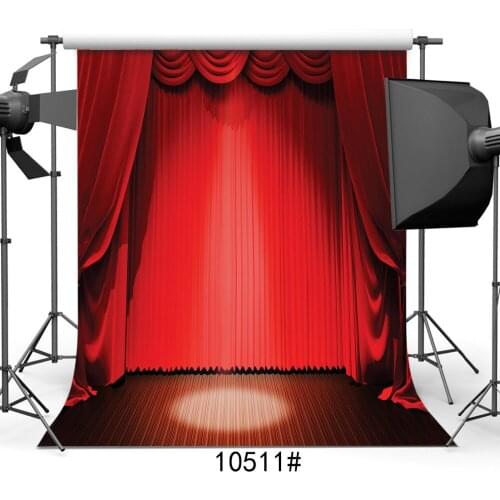 Photography Backgrounds for Photo Studio Indoor Stage Lighting Red Curtain Vinyl Cloth Portrait Photo Backdrops for Wedding Kids