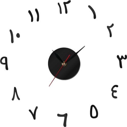Indian Arabic Numerals Self Adhesive DIY 3D Wall Clock Arabic Studies Silent Quartz Mirror Effect Watch Quiet Sweep Home Decor