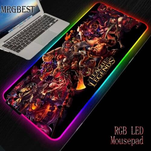 MRGBEST Cool League of Legends Office Mice Gamer Soft Gaming Mouse Pad RGB Large Lockedge Mousepad LED Lighting USB