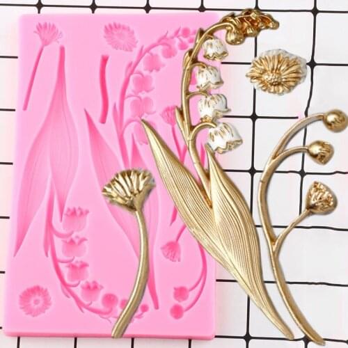 Bell Orchid Silicone Mold Lily Flower Fondant Cake Decorating Tools Cupcake Topper Chocolate Gumpaste Candy Polymer Clay Mould