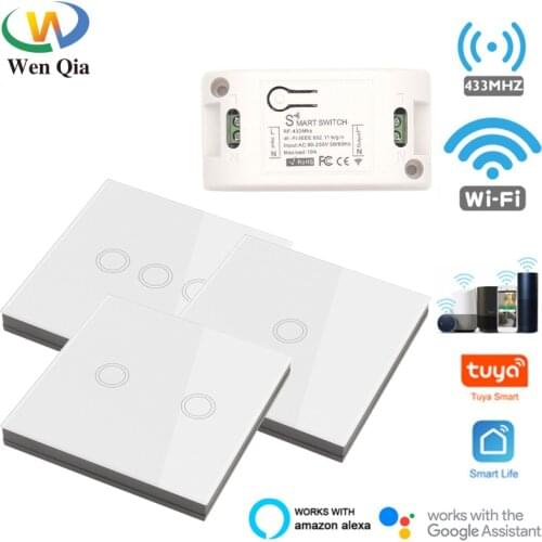Wifi Tuya Smart Life Switch 220v 433mhz Wireless Touch Wall Panel Voice Remote Control Timer Module GoogleHome Alexa Compatible